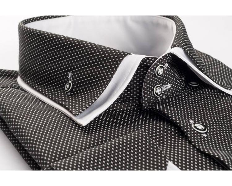 SL 5514 Men's black & white double collar long sleeved shirt
