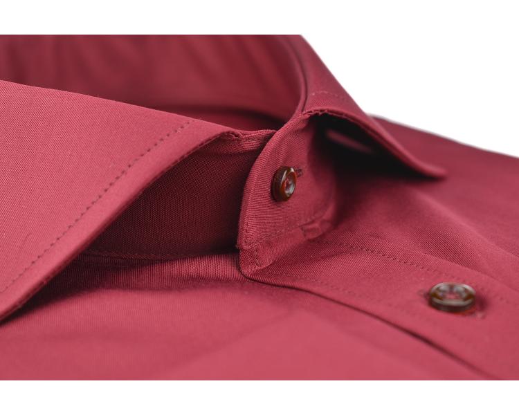 SL 6111 Мужская бордовая однотонная рубашка с манжетами под запонки и итальянским воротником Мужские рубашки