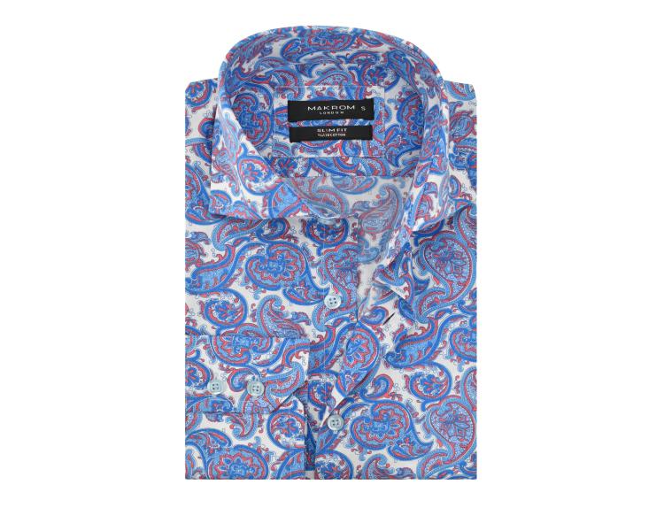 SL 5581 Мужская синяя рубашка с принтом Пейсли Мужские рубашки