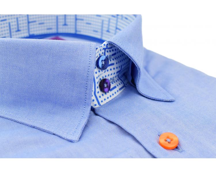 SL 5492 Светло-синяя рубашка с вставками с геометрическим принтом Мужские рубашки