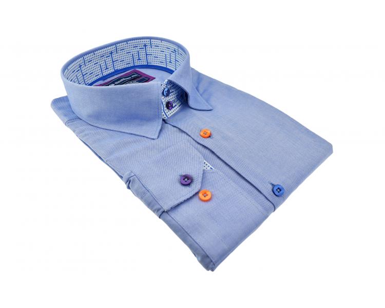 SL 5492 Голубая рубашка с итальянским воротником Мужские рубашки