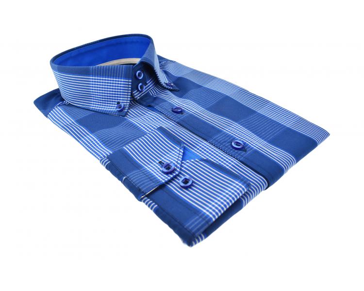 SL 5690 Мужская синяя рубашка в клетку Мужские рубашки