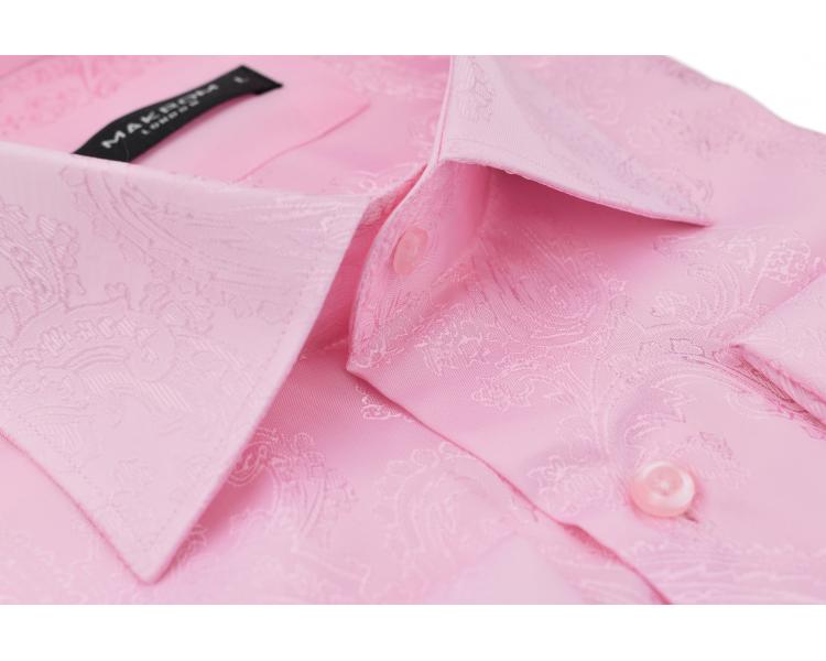 SL 446 Men's Pink Silk Paisley Patterned French Cuff Shirt