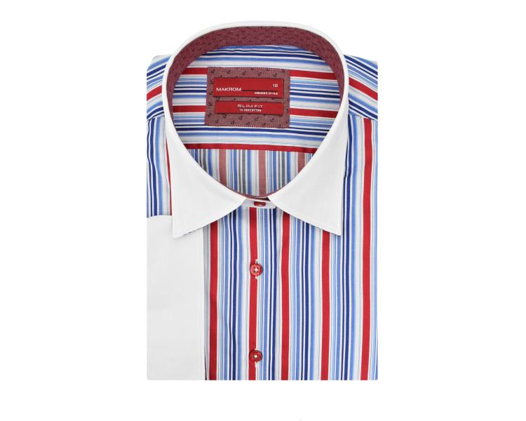 LS 4084 Сине-бело-красная рубашка в полоску с 3/4 рукавом Женские рубашки