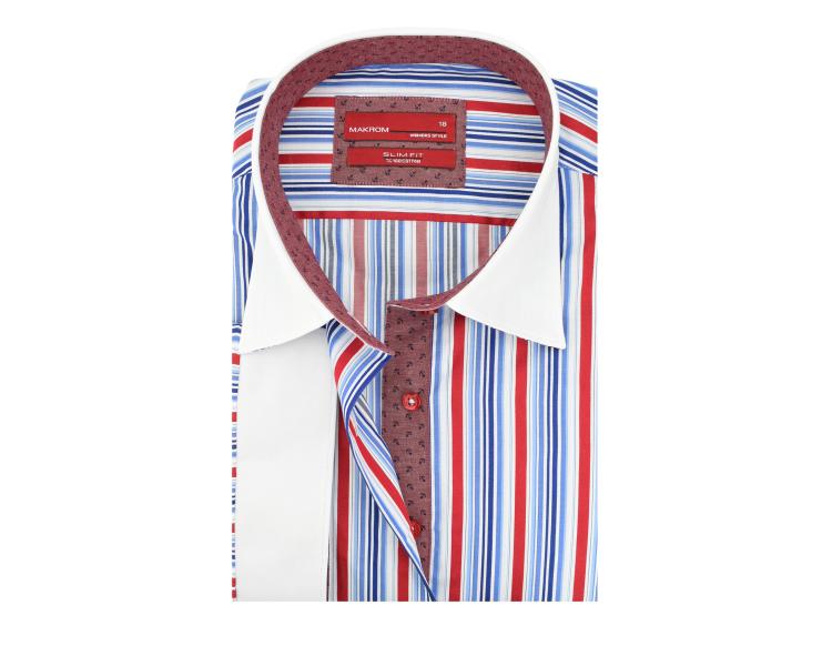 LS 4084 Сине-бело-красная рубашка в полоску с 3/4 рукавом Женские рубашки