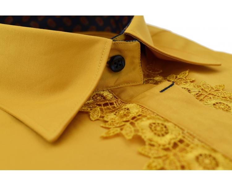 LL 3120-1 Рубашка горчичного цвета с кружевными вставками Женские рубашки