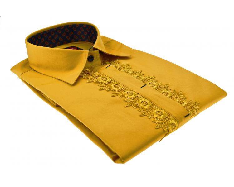 LL 3120-1 Рубашка горчичного цвета с кружевными вставками Женские рубашки
