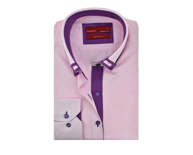 LL 3139 Розовая рубашка с двойным воротником Женские рубашки