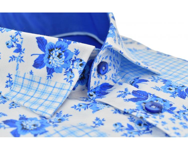 SL 6141 Valge siniste lilledega triiksärk Meeste triiksärgid