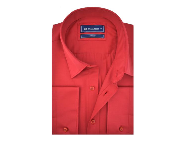 SL 5941 Мужская красная однотонная рубашка Мужские рубашки