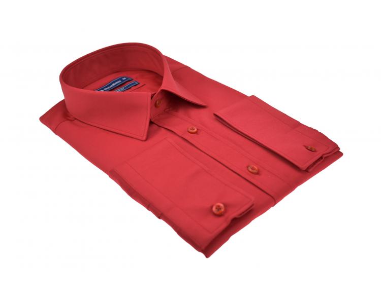 SL 5941 Мужская красная однотонная рубашка Мужские рубашки