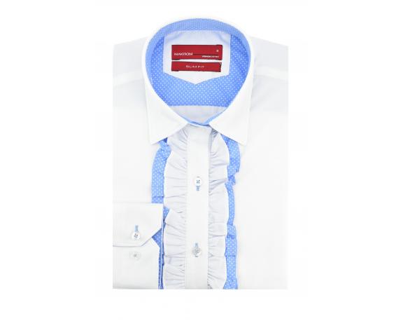 LL 3251 Белая рубашка с рюшами