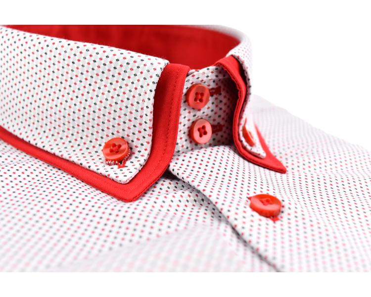 SL 5514 Hall mikromustriline topeltkraega triiksärk punaste detailidega Meeste triiksärgid