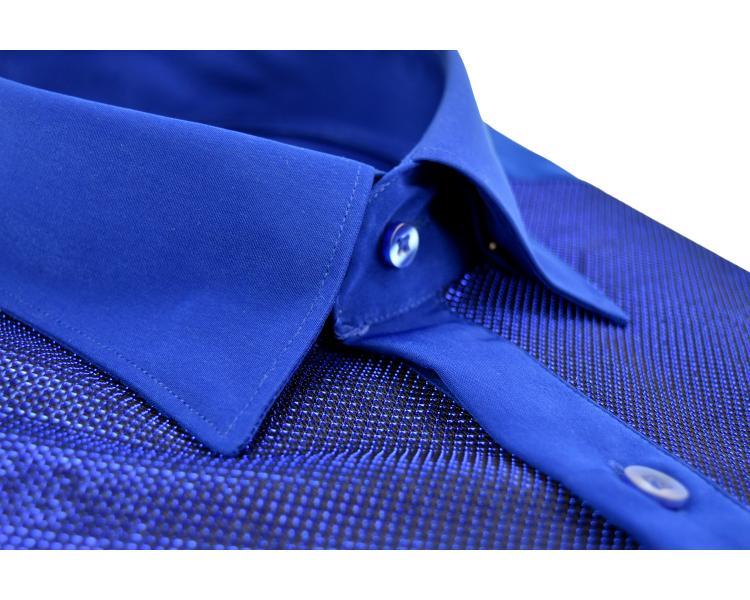 SL 5847 Men's royal electric blue shiny long sleeved shirt