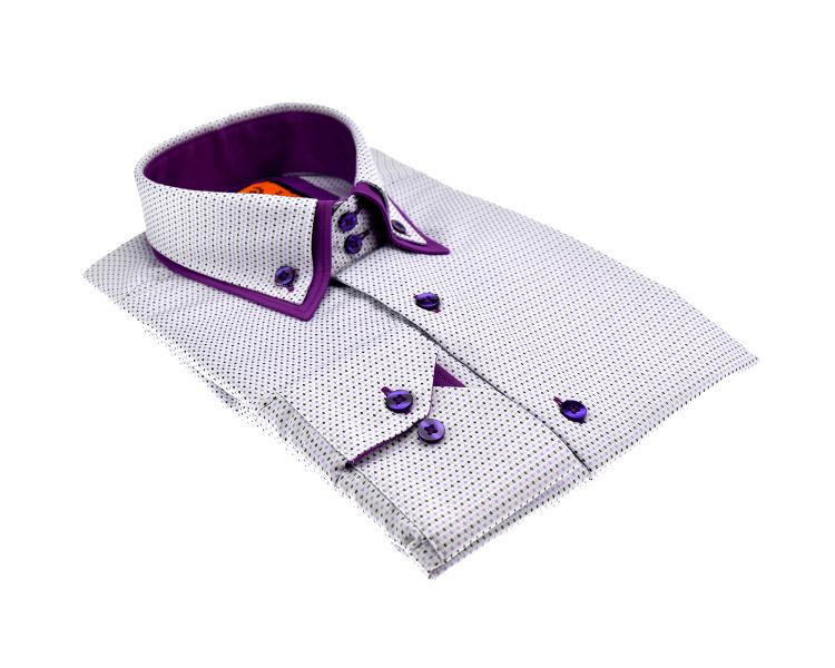 SL 5514 Men's grey & purple double collar long sleeved shirt