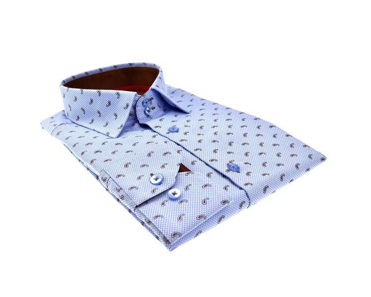 SL 5927 Светло-синяя Royal Oxford рубашка с принтом Пейсли Мужские рубашки
