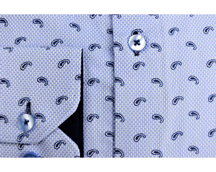SL 5927 Men's blue paisley patterned cotton long sleeved shirt