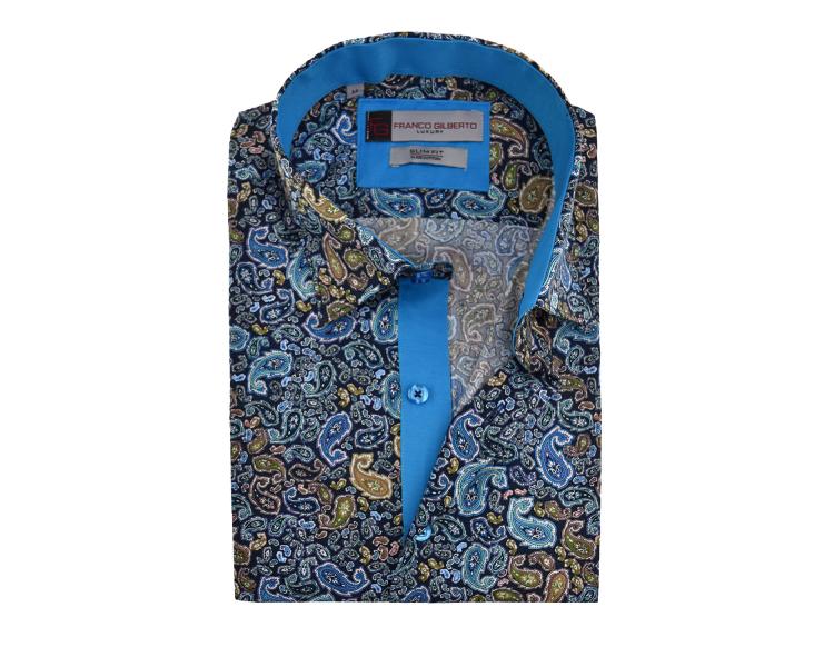 SL 5496 Men's Blue Paisley Patterned Cotton Shirt