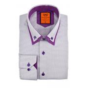 SL 5514 Серо-фиолетовая рубашка с двойным воротником Мужские рубашки