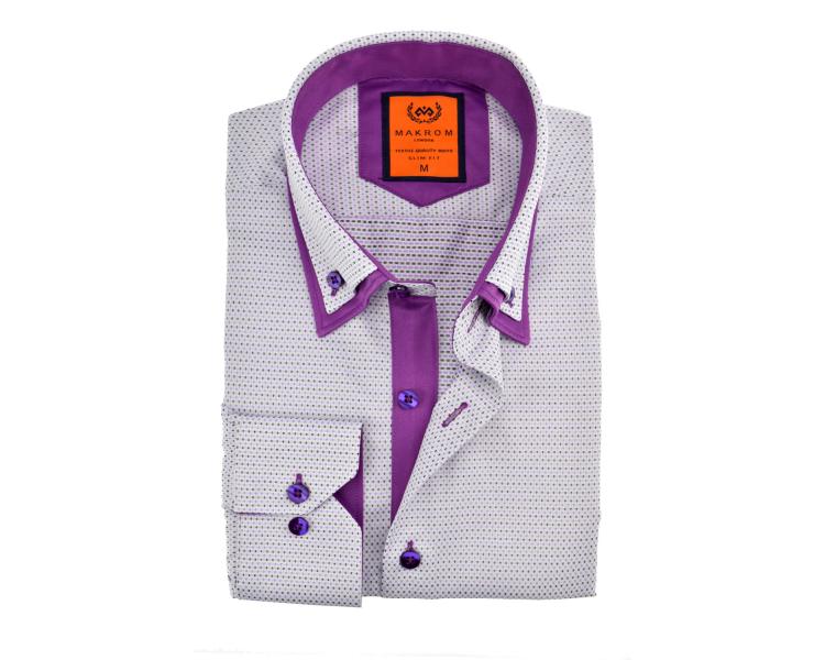 SL 5514 Серо-фиолетовая рубашка с двойным воротником Мужские рубашки