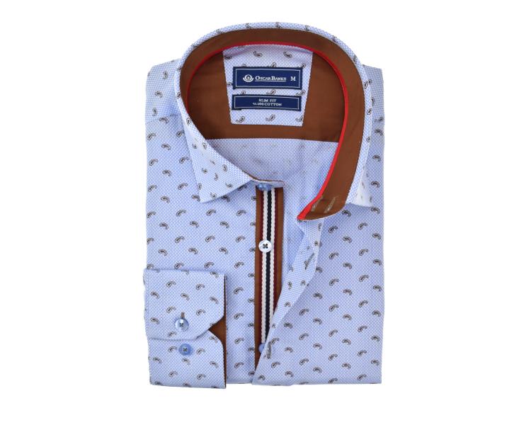 SL 5927 Светло-синяя Royal Oxford рубашка с принтом Пейсли Мужские рубашки