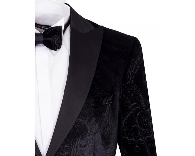 Мужской люксовый бархатный черный пиджак с узором пейсли в стиле ретро Пиджаки