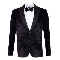 Мужской люксовый бархатный черный пиджак с узором пейсли в стиле ретро Пиджаки