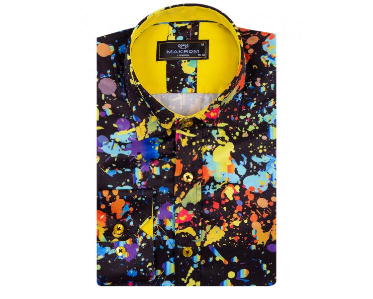 SL 6867 Цветная рубашка с принтом  "Брызги красок" Мужские рубашки