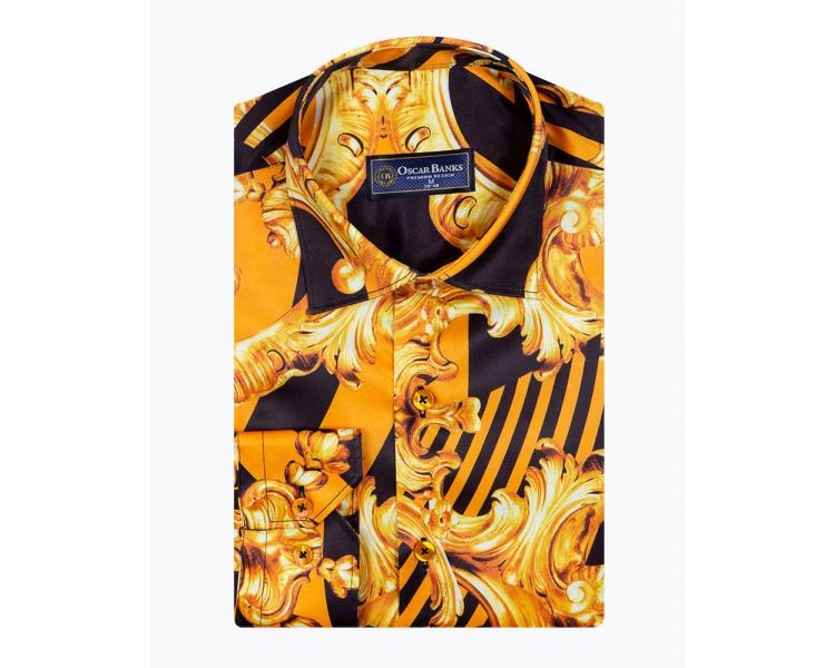 Сатиновая рубашка с узором в стиле Барокко Версаче Мужские рубашки