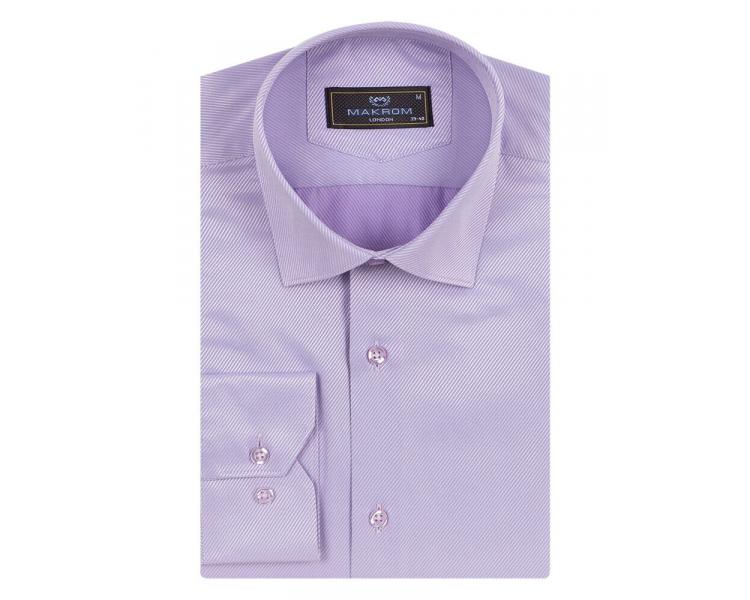 SL 7120 Светло-фиолетовая однотонная текстурная рубашка в тонкую полоску Мужские рубашки