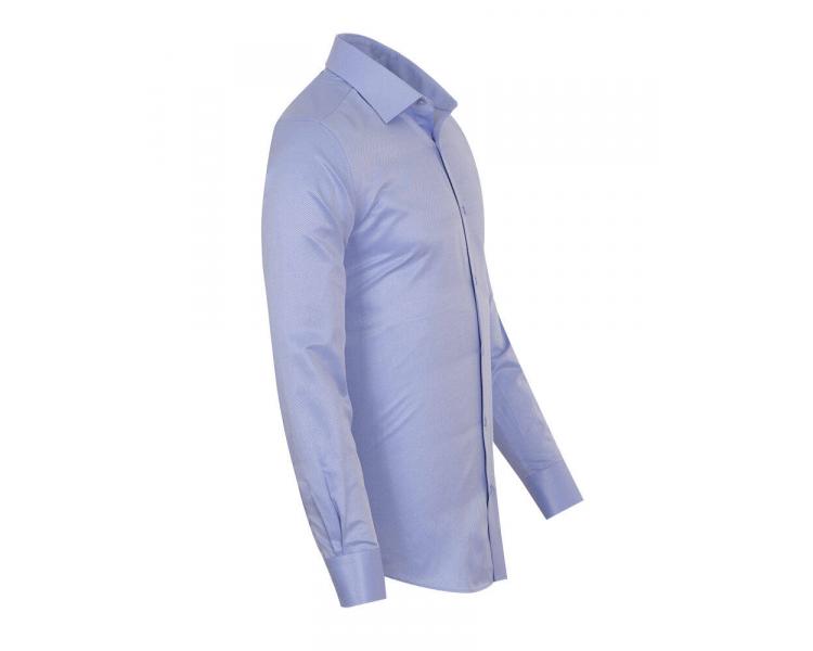 SL 7120 Голубая однотонная текстурная рубашка в тонкую полоску Мужские рубашки