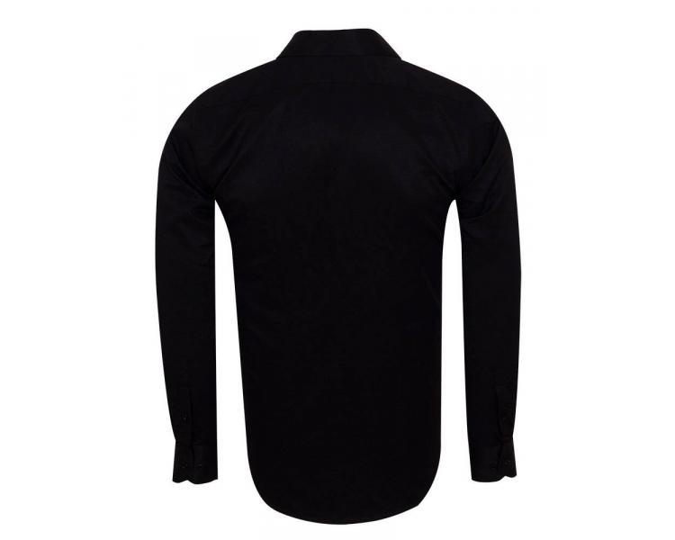 SL 7120 Черная однотонная текстурная рубашка в тонкую полоску Мужские рубашки