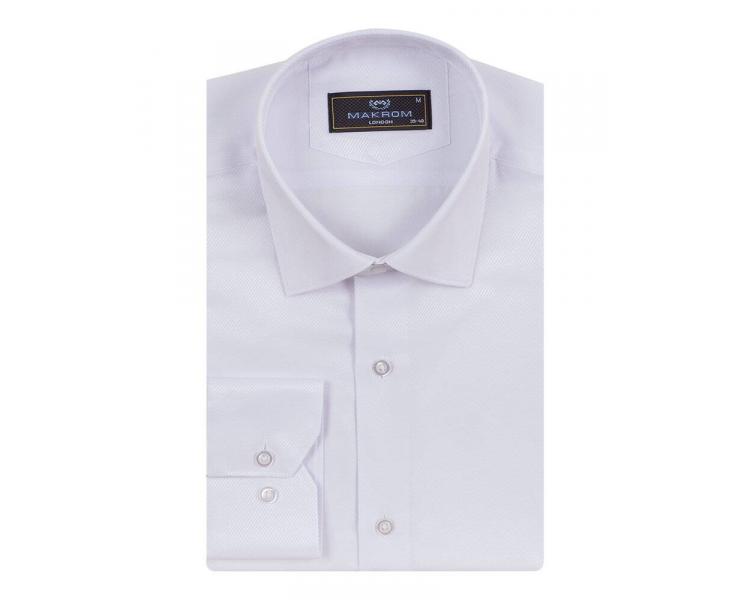 SL 7120 Белая однотонная текстурная рубашка в тонкую полоску Мужские рубашки