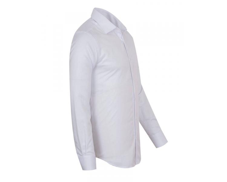 SL 7120 Белая однотонная текстурная рубашка в тонкую полоску Мужские рубашки