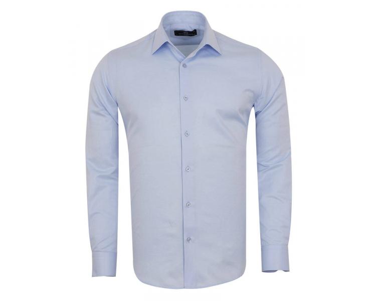 SL 7122 Голубая однотонная рубашка с длинными рукавами Мужские рубашки