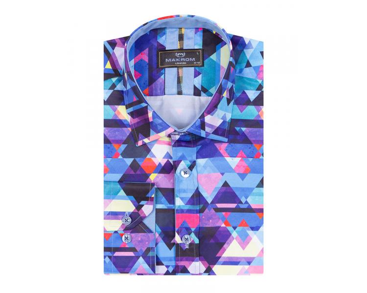 SL 7359 Яркая рубашка с геометрическим принтом в стиле ретро Мужские рубашки
