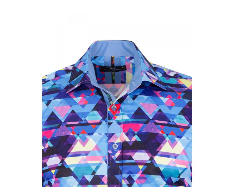 SL 7359 Яркая рубашка с геометрическим принтом в стиле ретро Мужские рубашки