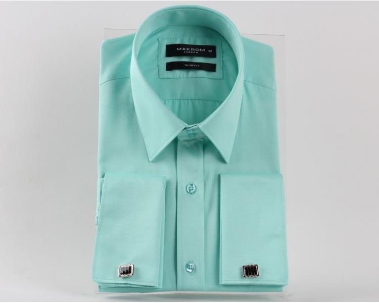SL 1045-C Мятного цвета рубашка с двойным манжетом под запонки Мужские рубашки