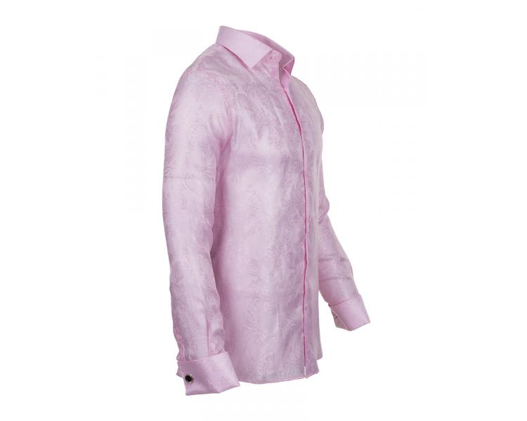 SL 446 Розовая рубашка с узором "Пейсли" и манжетами под запонки Мужские рубашки
