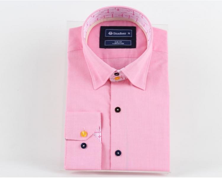 SL 5492 Мужская розовая рубашка с высоким итальянским воротником Мужские рубашки