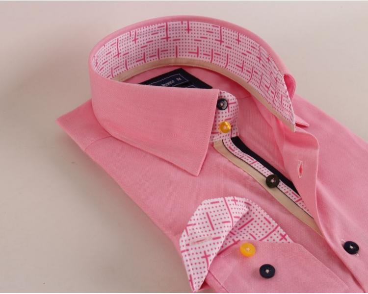 SL 5492 Мужская розовая рубашка с высоким итальянским воротником Мужские рубашки