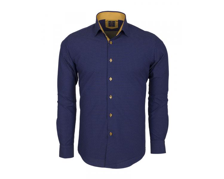 SL 5971 Темно-синяя рубашка с микро-принтом Мужские рубашки
