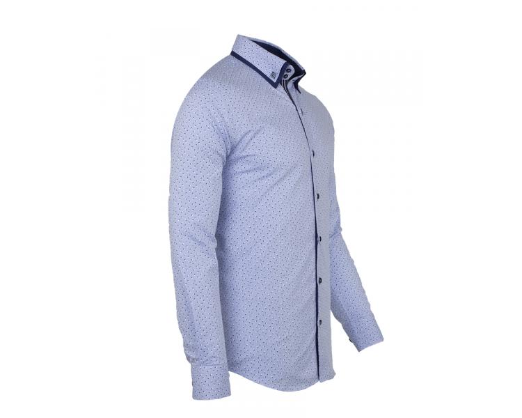 SL 6495 Голубая рубашка с узором и двойным воротником Мужские рубашки