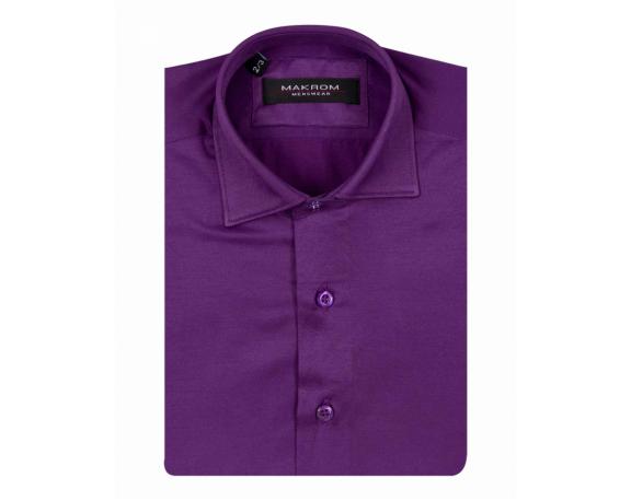 CLS 002 Фиолетовая однотонная рубашка с длинным рукавом для мальчика