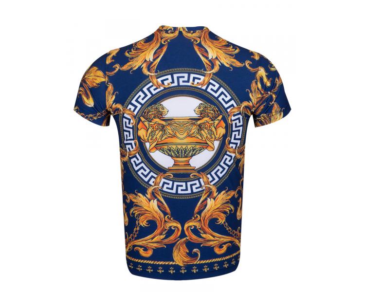 Lõvidega sinine eksklusiivne Versace stiilis T-särk Meeste T-särgid