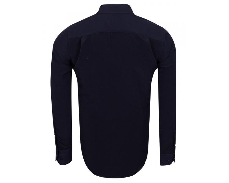 SL 6992 Мужская блестящая темно-синяя рубашка Мужские рубашки
