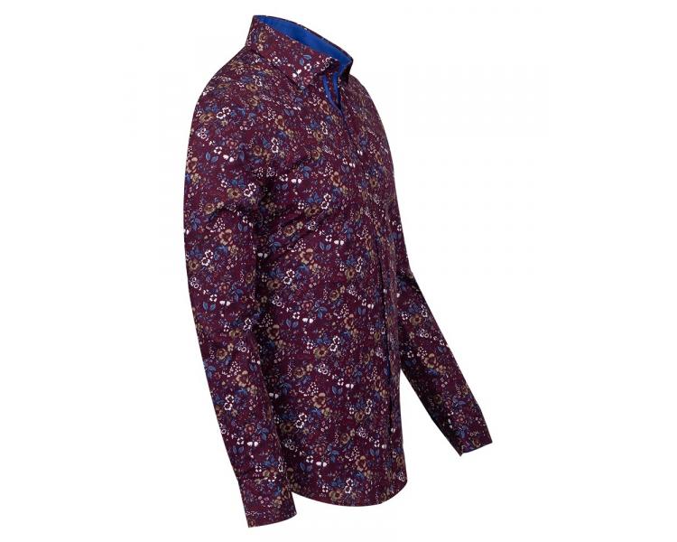 SL 6812 Бордовая рубашка с цветочным узором и длинным рукавом Мужские рубашки