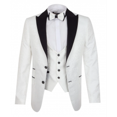 J 411 Мужской дизайнерский белый пиджак в стиле Барокко с жилеткой и бабочкой Пиджаки