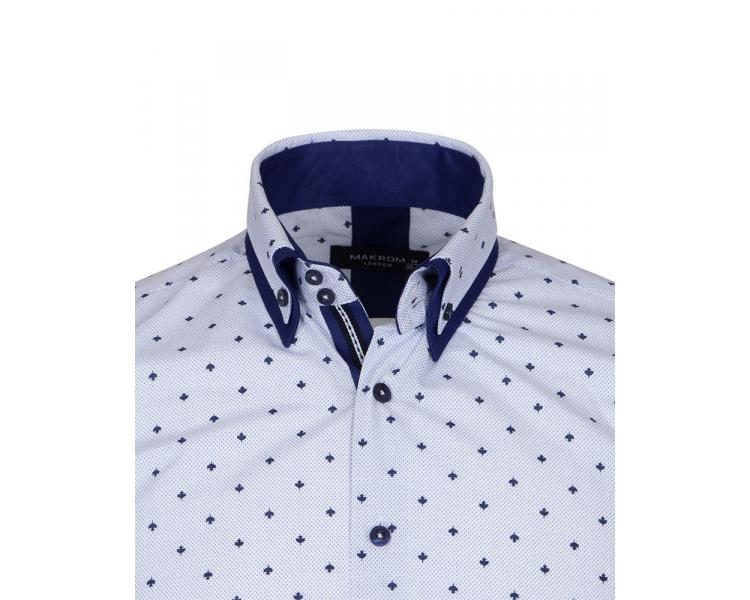 Белая рубашка с принтом и двойным воротником SL 6677 Мужские рубашки