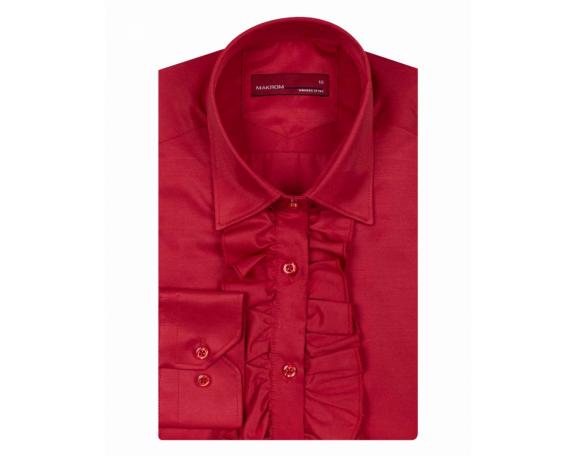 LL 3291 Красная рубашка с рюшами на планке Женские рубашки